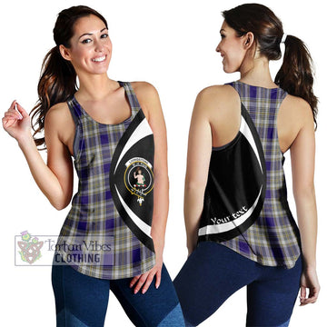 Livingstone Dress Tartan Women's Racerback Tanks with Family Crest Circle Style