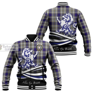 Livingstone Dress Tartan Baseball Jacket with Alba Gu Brath Regal Lion Emblem