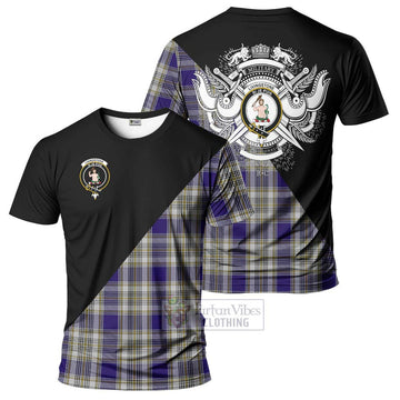 Livingstone Dress Tartan T-Shirt with Family Crest and Military Logo Style