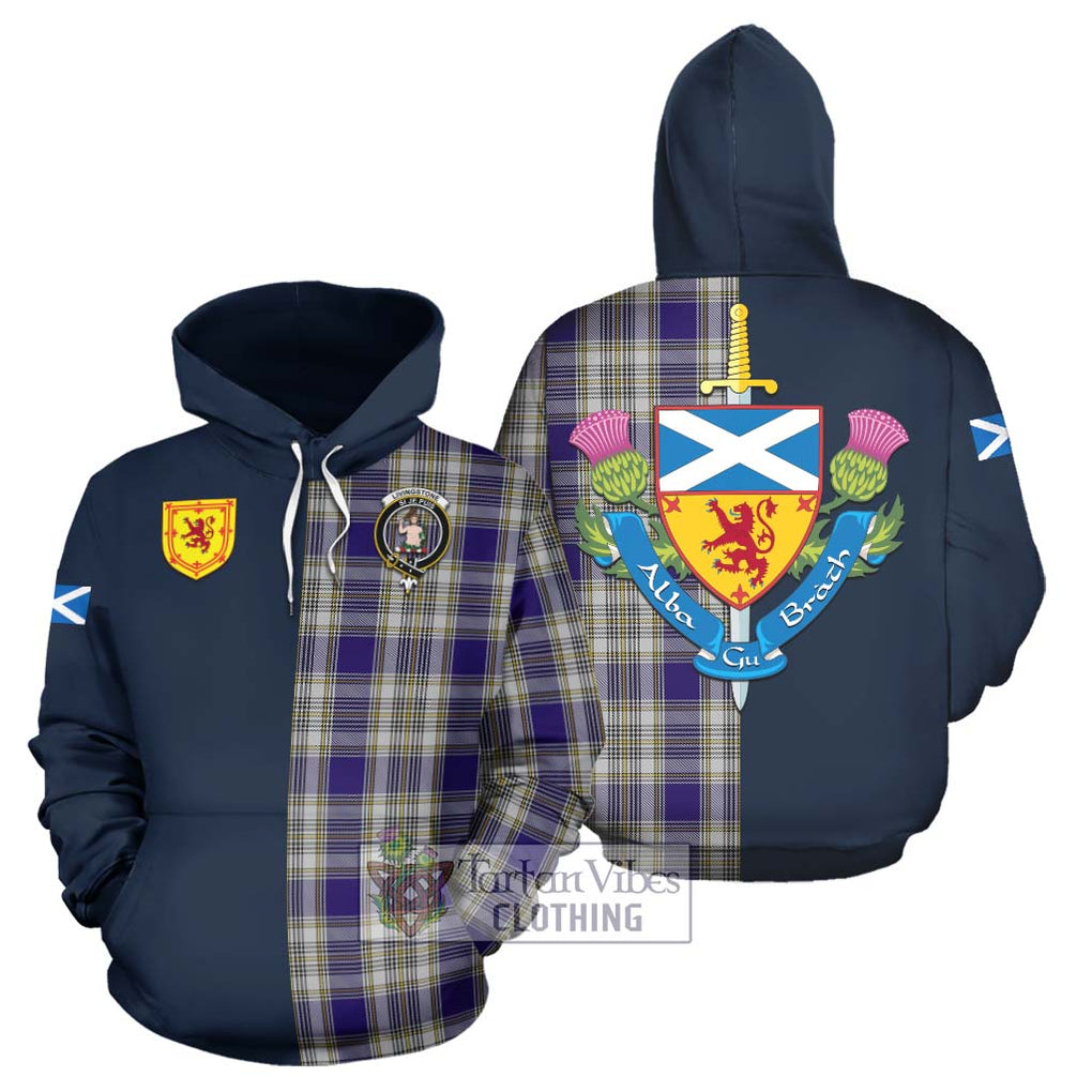 Tartan Vibes Clothing Livingstone Dress Tartan Hoodie with Scottish Lion Royal Arm Half Style