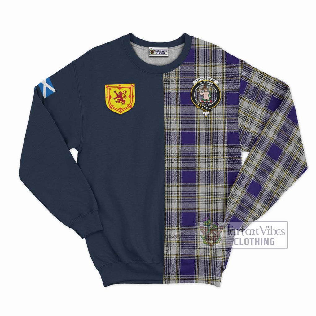 Tartan Vibes Clothing Livingstone Dress Tartan Sweatshirt with Scottish Lion Royal Arm Half Style