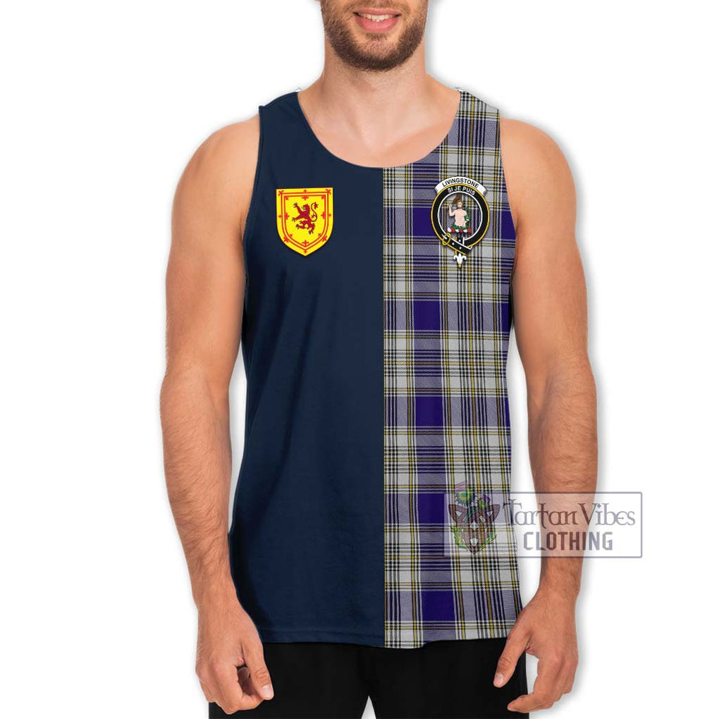 Tartan Vibes Clothing Livingstone Dress Tartan Men's Tank Top with Scottish Lion Royal Arm Half Style