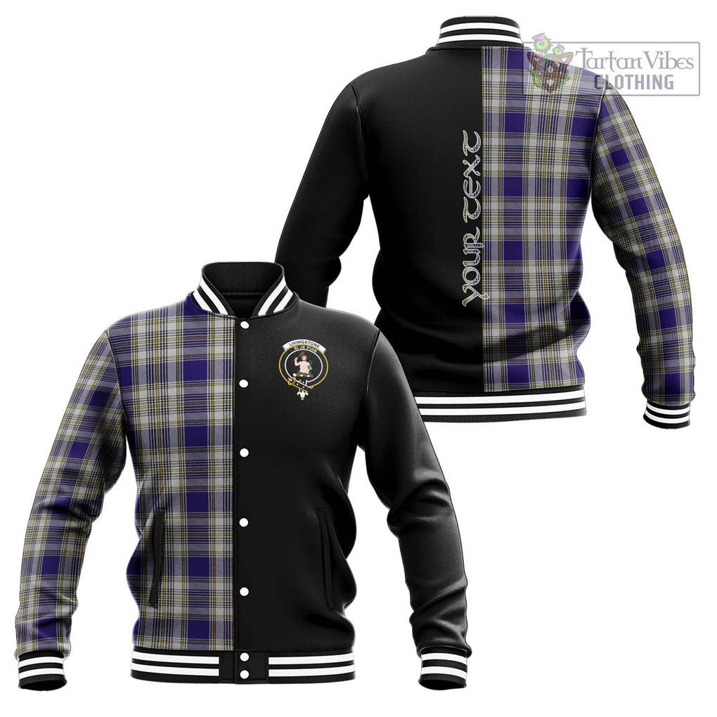 Livingstone Dress Tartan Baseball Jacket with Family Crest and Half Of Me Style Unisex - Tartanvibesclothing Shop