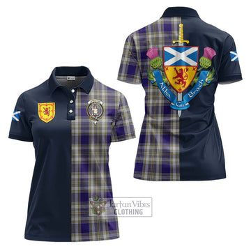 Livingstone Dress Tartan Women's Polo Shirt Alba with Scottish Lion Royal Arm Half Style