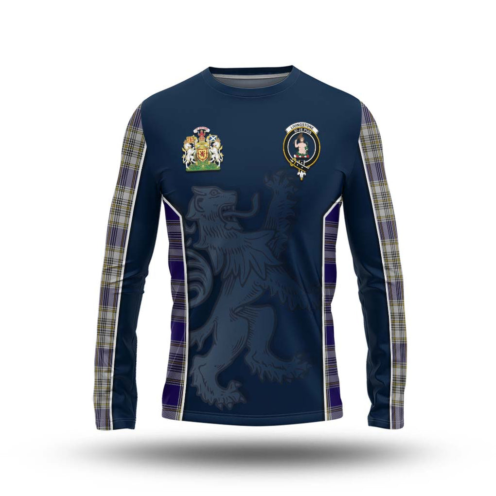 Livingstone Dress Tartan Long Sleeve T-Shirt with Family Crest and Lion Rampant Vibes Sport Style Unisex - Tartan Vibes Clothing