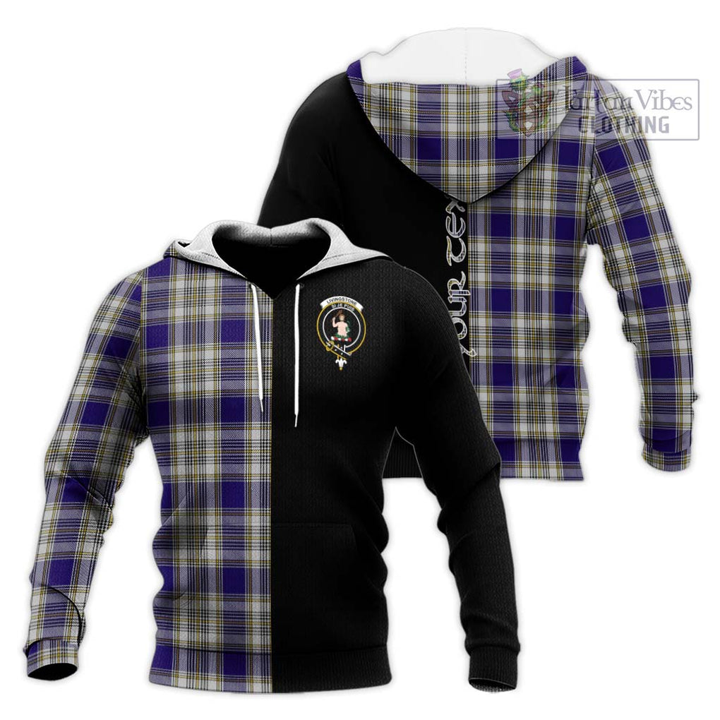 Livingstone Dress Tartan Knitted Hoodie with Family Crest and Half Of Me Style Unisex Knitted Pullover Hoodie - Tartanvibesclothing Shop