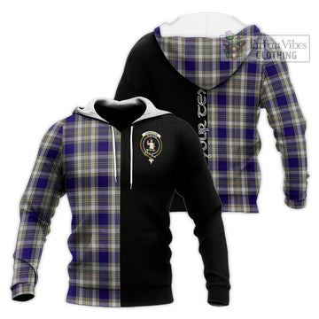 Livingstone Dress Tartan Knitted Hoodie with Family Crest and Half Of Me Style