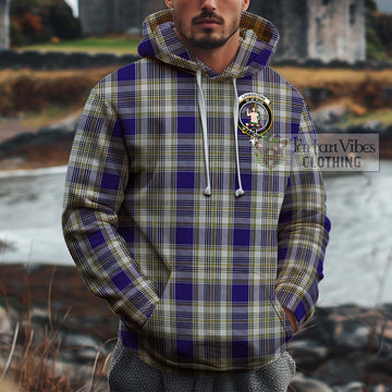 Livingstone Dress Tartan Cotton Hoodie with Family Crest