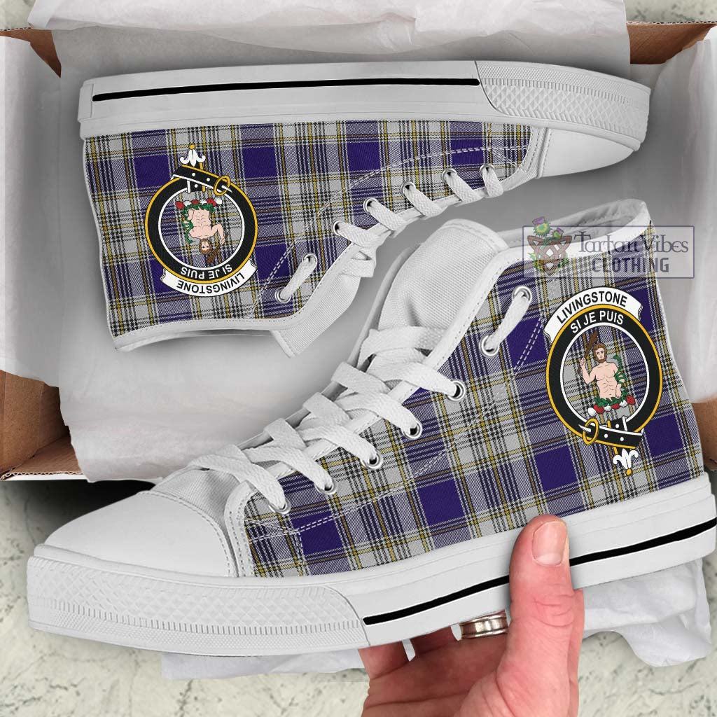 Tartan Vibes Clothing Livingstone Dress Tartan High Top Shoes with Family Crest