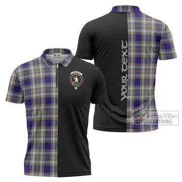 Livingstone Dress Tartan Zipper Polo Shirt with Family Crest and Half Of Me Style