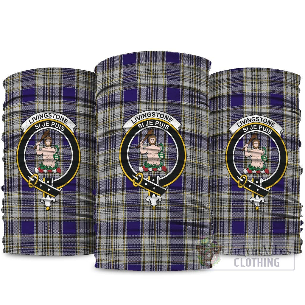 Livingstone Dress Tartan Neck Gaiters, Tartan Bandanas, Tartan Head Band with Family Crest