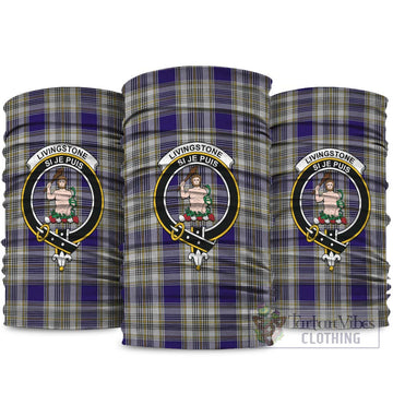 Livingstone Dress Tartan Neck Gaiters, Tartan Bandanas, Tartan Head Band with Family Crest