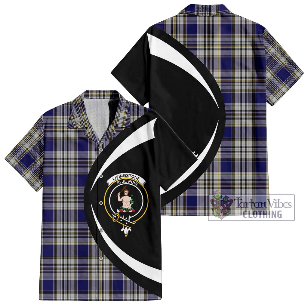 Livingstone Dress Tartan Short Sleeve Button Up with Family Crest Circle Style Kid - Tartan Vibes Clothing