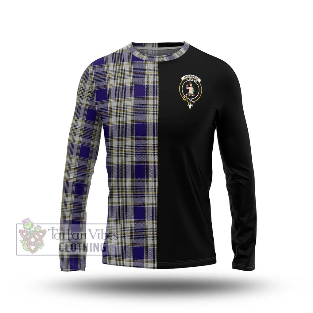 Livingstone Dress Tartan Long Sleeve T-Shirt with Family Crest and Half Of Me Style Unisex - Tartanvibesclothing Shop