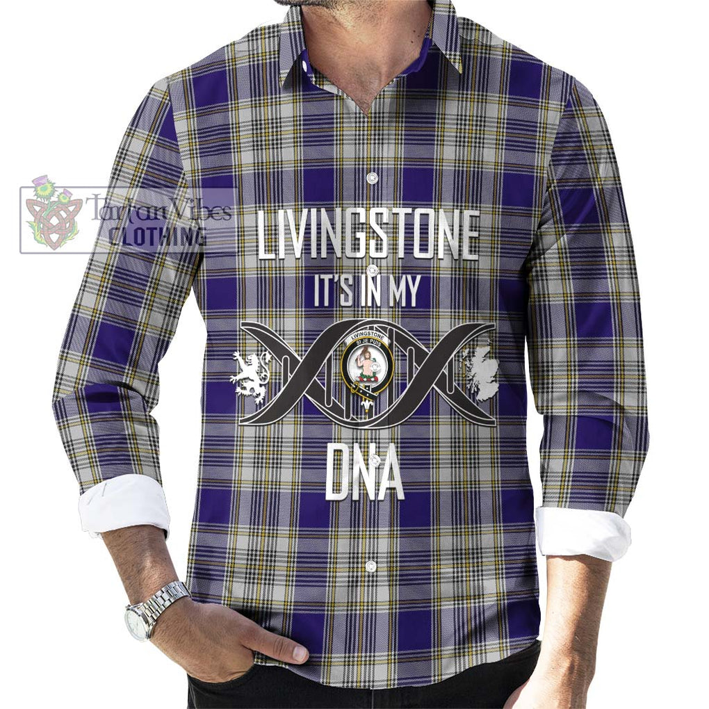 Livingstone Dress Tartan Long Sleeve Button Shirt with Family Crest DNA In Me Style Men's Shirt S - Tartanvibesclothing Shop