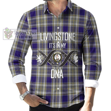 Livingstone Dress Tartan Long Sleeve Button Shirt with Family Crest DNA In Me Style