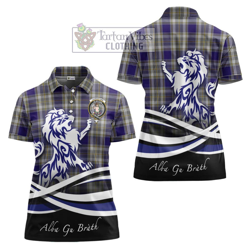 Livingstone Dress Tartan Women's Polo Shirt with Alba Gu Brath Regal Lion Emblem Women - Tartanvibesclothing Shop