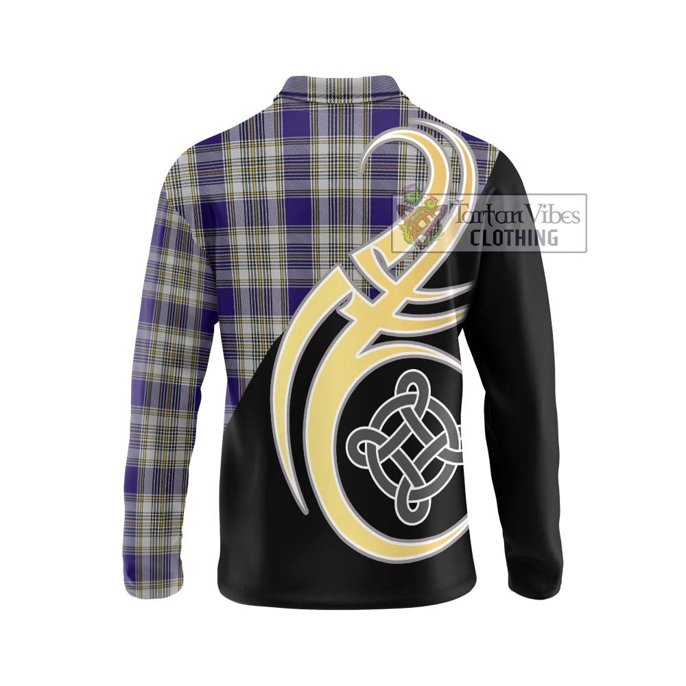 Livingstone Dress Tartan Long Sleeve Polo Shirt with Family Crest and Celtic Symbol Style - Tartan Vibes Clothing