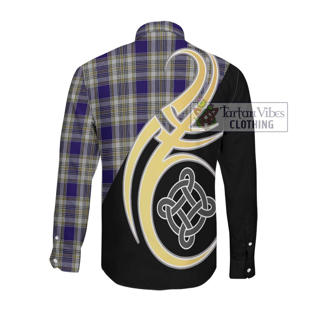 Livingstone Dress Tartan Long Sleeve Button Shirt with Family Crest and Celtic Symbol Style Men's Shirt - Tartan Vibes Clothing