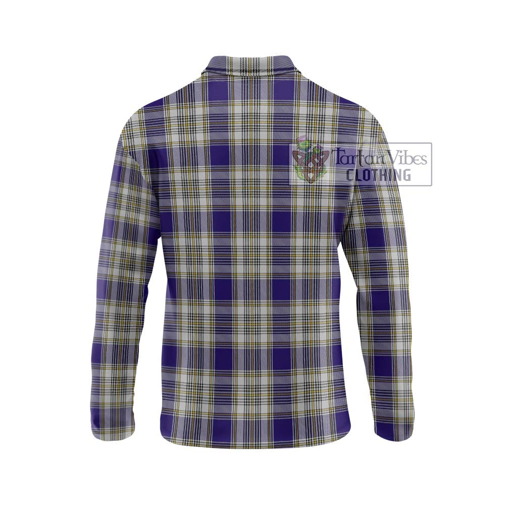 Livingstone Dress Tartan Long Sleeve Polo Shirt with Family Crest DNA In Me Style - Tartanvibesclothing Shop