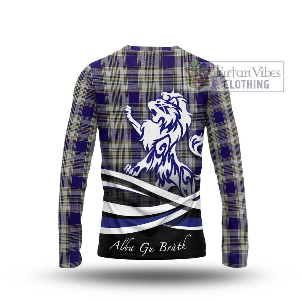 Livingstone Dress Tartan Long Sleeve T-Shirt with Alba Gu Brath Regal Lion Emblem - Tartanvibesclothing Shop