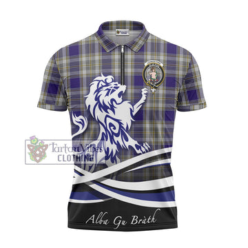 Livingstone Dress Tartan Zipper Polo Shirt with Alba Gu Brath Regal Lion Emblem