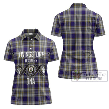 Livingstone Dress Tartan Women's Polo Shirt with Family Crest DNA In Me Style