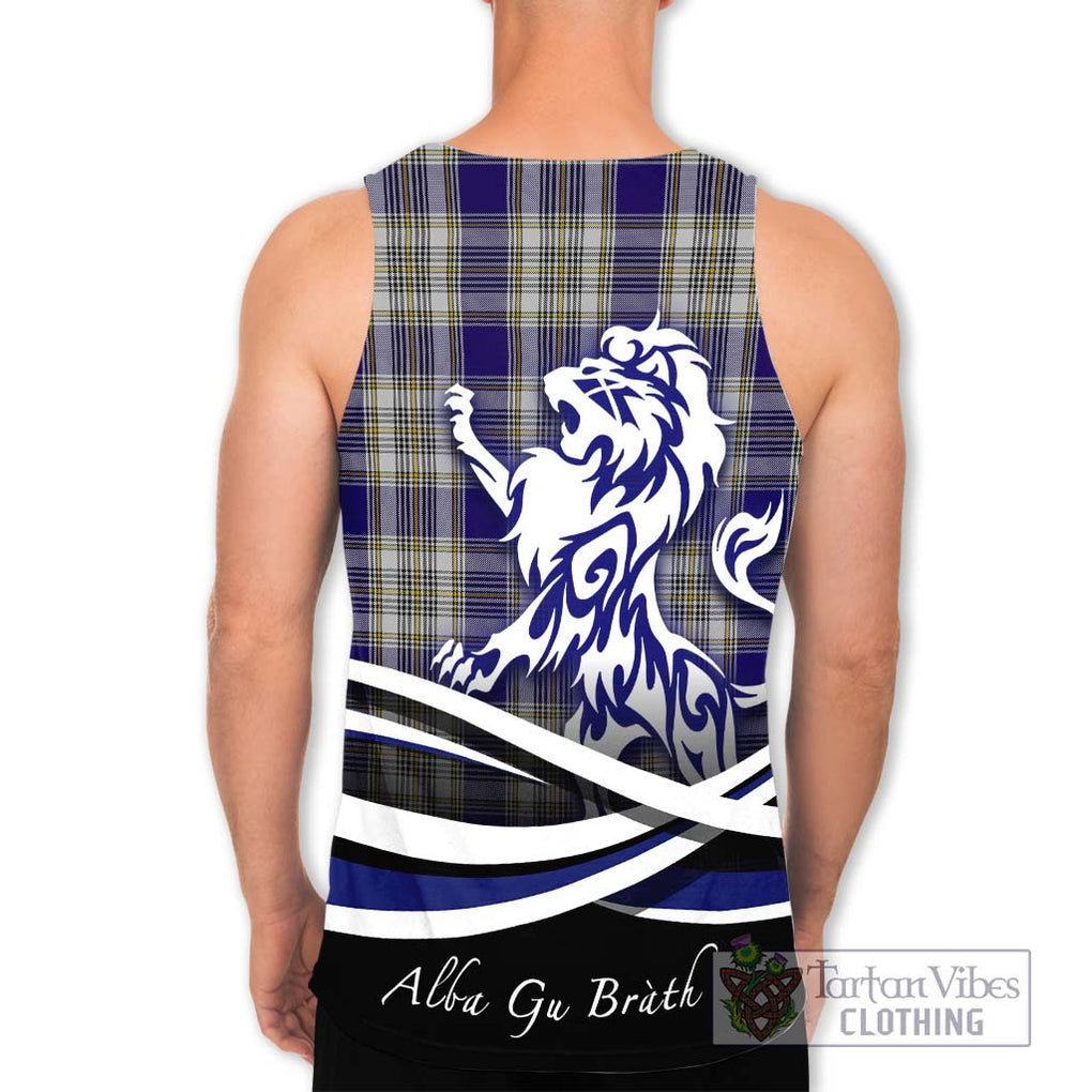 Livingstone Dress Tartan Men's Tank Top with Alba Gu Brath Regal Lion Emblem - Tartanvibesclothing Shop