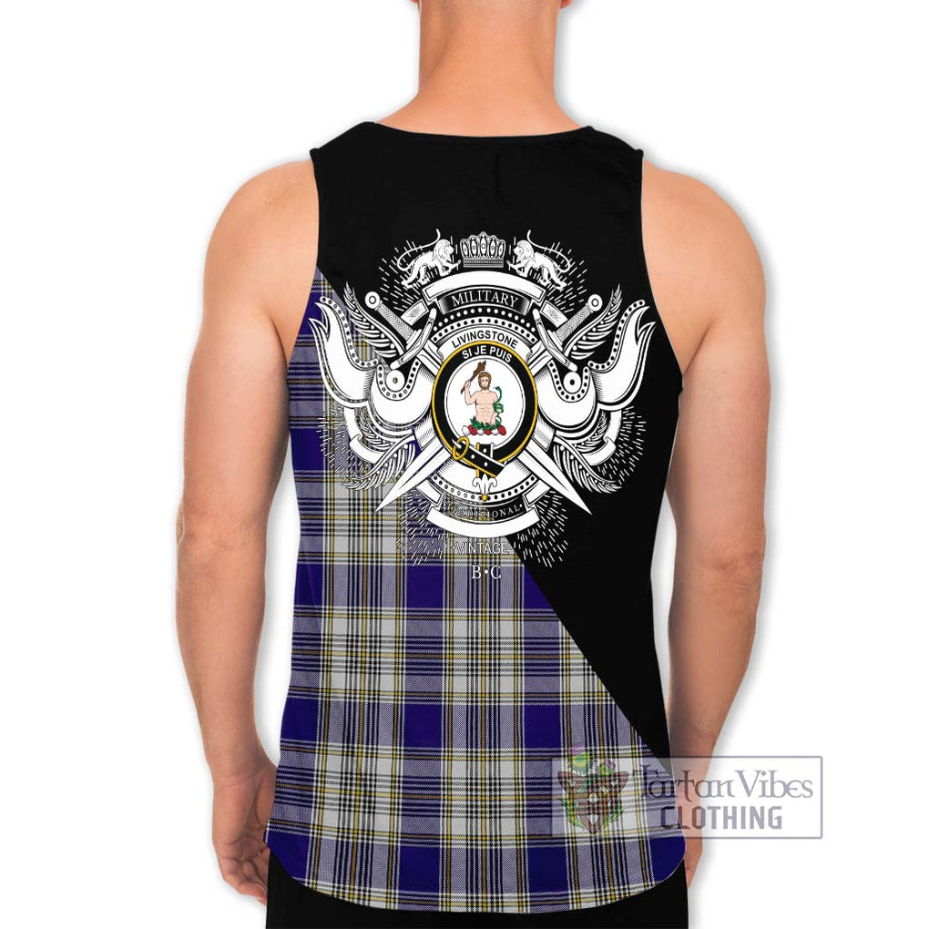 Livingstone Dress Tartan Men's Tank Top with Family Crest and Military Logo Style - Tartanvibesclothing Shop