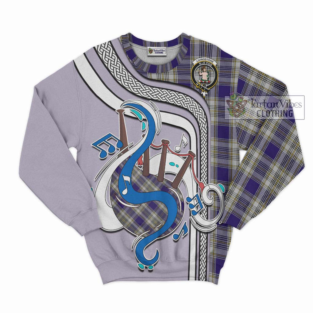 Tartan Vibes Clothing Livingstone Dress Tartan Sweatshirt with Epic Bagpipe Style