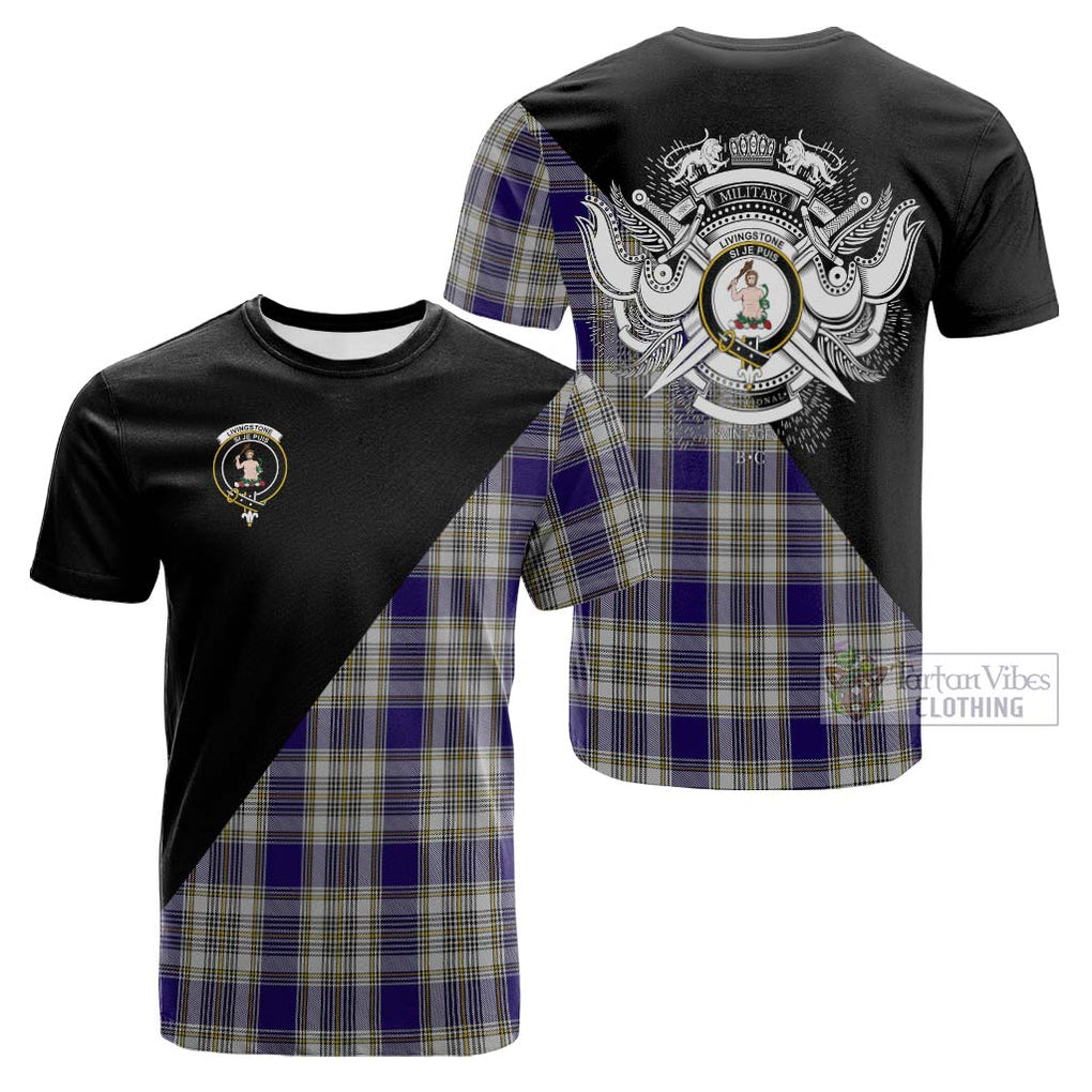 Tartan Vibes Clothing Livingstone Dress Tartan Cotton T-shirt with Family Crest and Military Logo Style