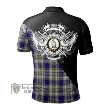 Livingstone Dress Tartan Polo Shirt with Family Crest and Military Logo Style