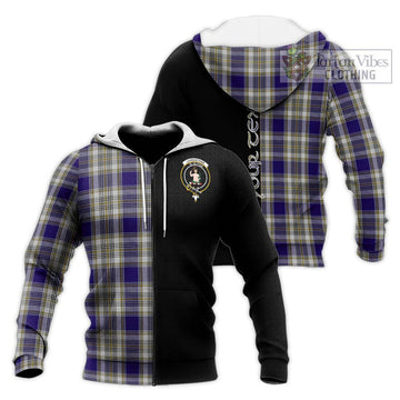 Livingstone Dress Tartan Knitted Hoodie with Family Crest and Half Of Me Style