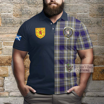 Livingstone Dress Tartan Polo Shirt Alba with Scottish Lion Royal Arm Half Style