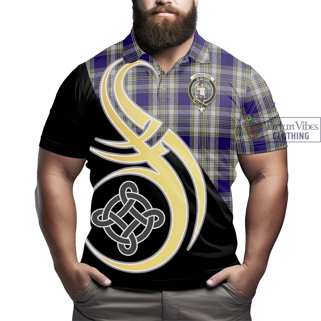 Livingstone Dress Tartan Polo Shirt with Family Crest and Celtic Symbol Style - Tartan Vibes Clothing