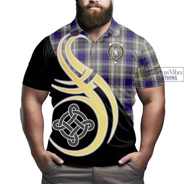 Livingstone Dress Tartan Polo Shirt with Family Crest and Celtic Symbol Style