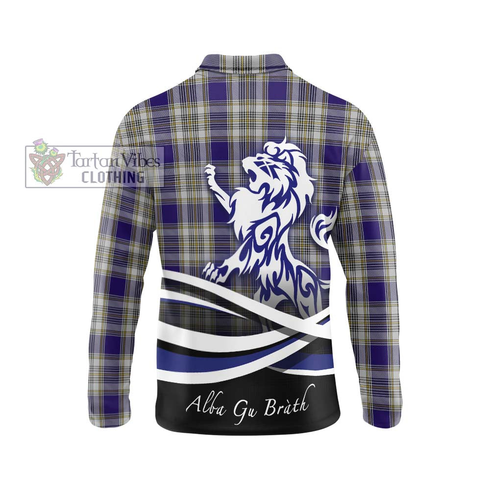 Livingstone Dress Tartan Long Sleeve Polo Shirt with Alba Gu Brath Regal Lion Emblem - Tartanvibesclothing Shop