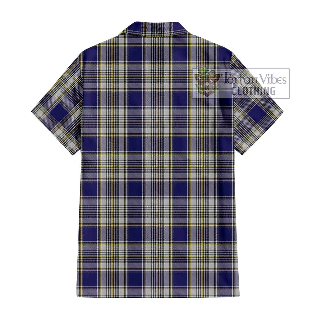 Livingstone Dress Tartan Short Sleeve Button Shirt with Family Crest DNA In Me Style - Tartanvibesclothing Shop