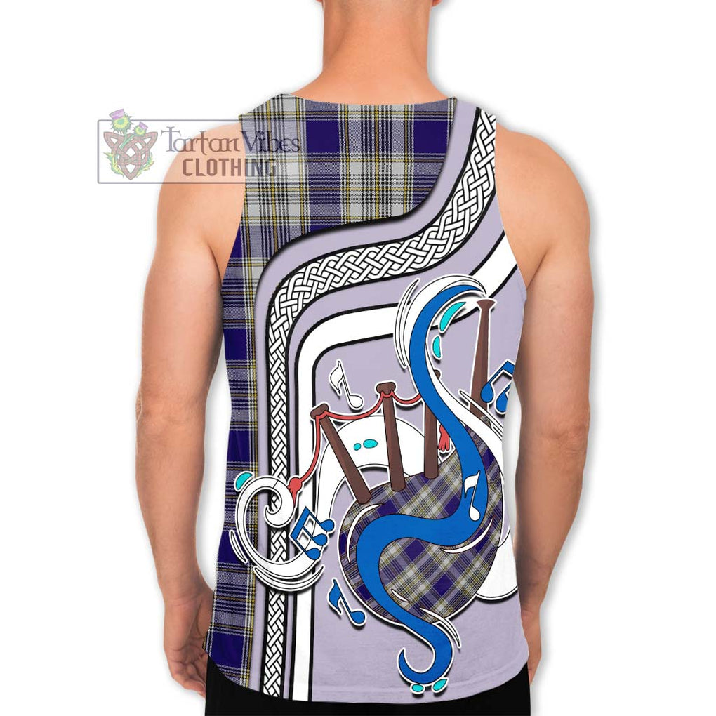 Livingstone Dress Tartan Men's Tank Top with Epic Bagpipe Style - Tartanvibesclothing Shop