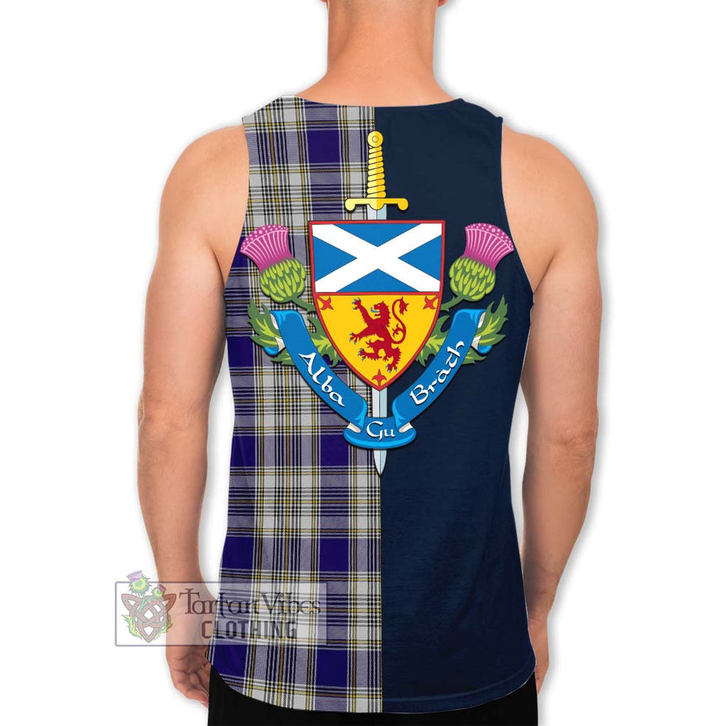 Tartan Vibes Clothing Livingstone Dress Tartan Men's Tank Top with Scottish Lion Royal Arm Half Style