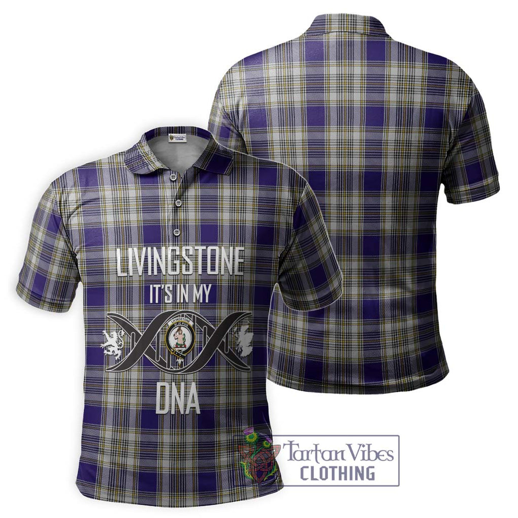 Livingstone Dress Tartan Polo Shirt with Family Crest DNA In Me Style - Tartanvibesclothing Shop