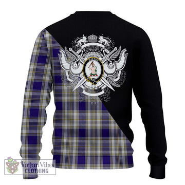 Livingstone Dress Tartan Ugly Sweater with Family Crest and Military Logo Style