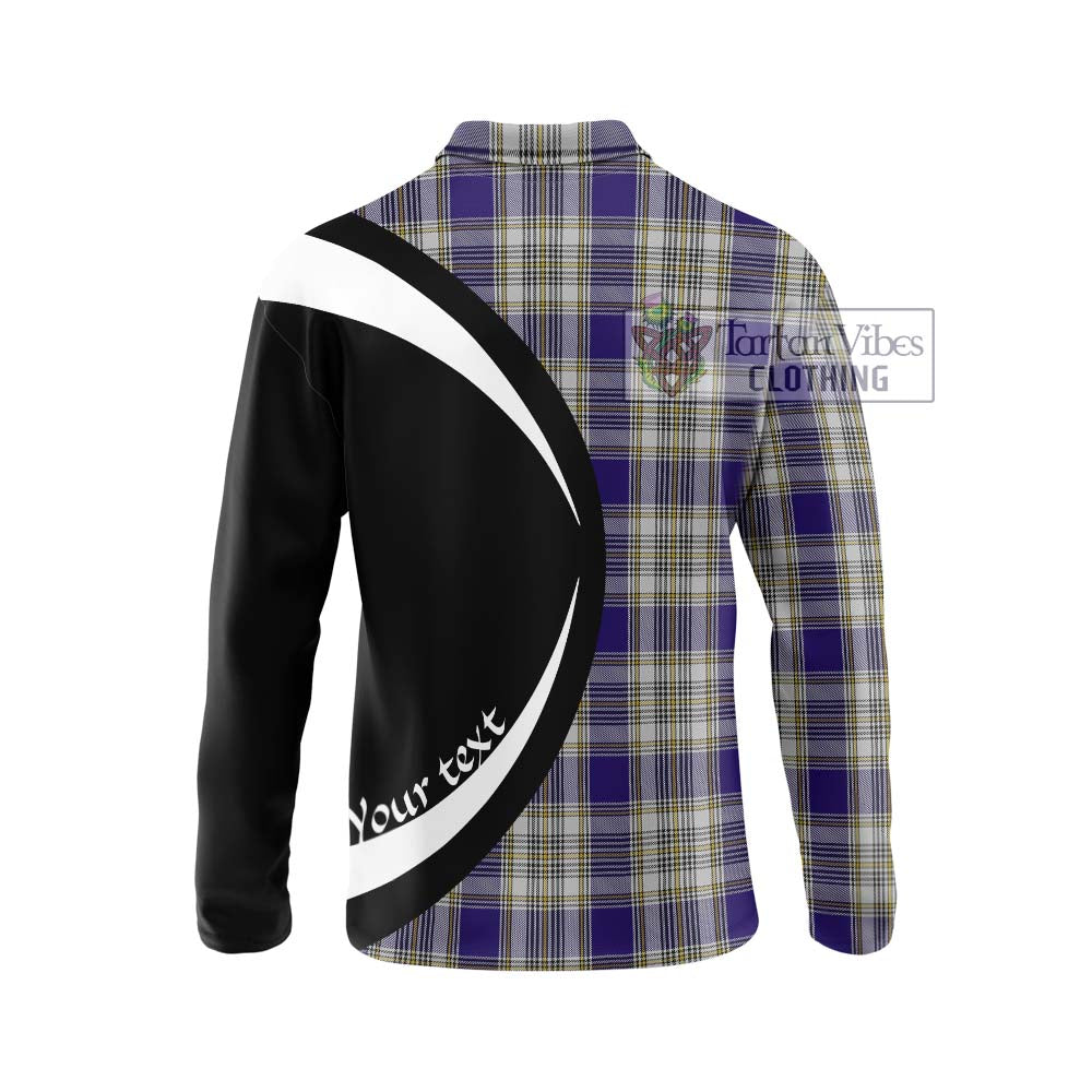 Livingstone Dress Tartan Long Sleeve Polo Shirt with Family Crest Circle Style - Tartan Vibes Clothing