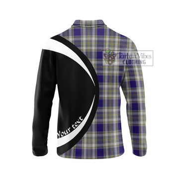 Livingstone Dress Tartan Long Sleeve Polo Shirt with Family Crest Circle Style