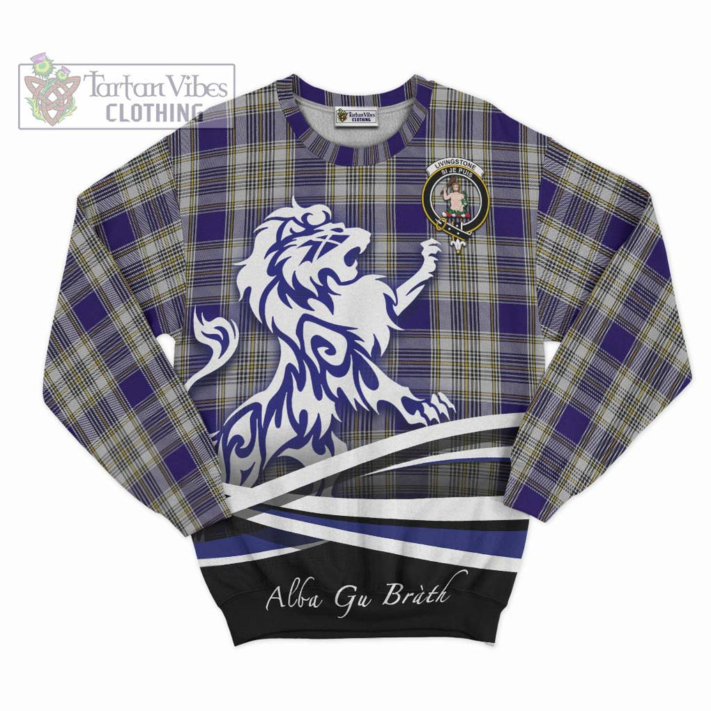 Livingstone Dress Tartan Sweatshirt with Alba Gu Brath Regal Lion Emblem - Tartanvibesclothing Shop