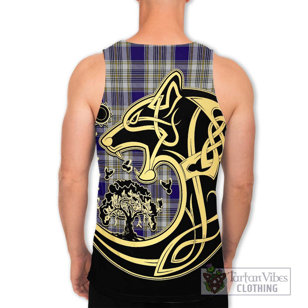 Livingstone Dress Tartan Men's Tank Top with Family Crest Celtic Wolf Style - Tartan Vibes Clothing