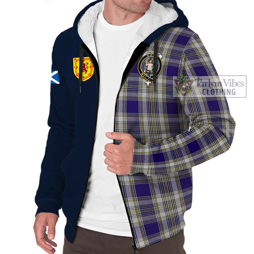 Tartan Vibes Clothing Livingstone Dress Tartan Sherpa Hoodie with Scottish Lion Royal Arm Half Style