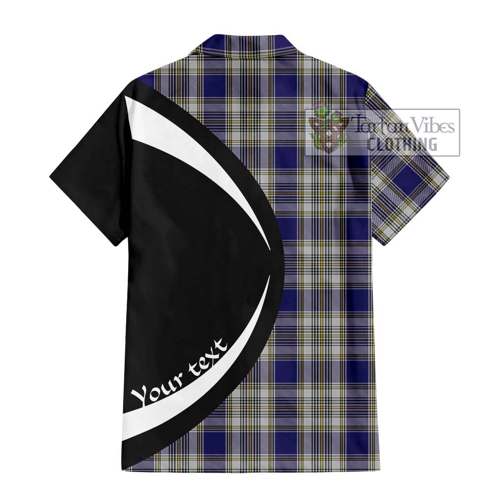 Livingstone Dress Tartan Short Sleeve Button Up with Family Crest Circle Style - Tartan Vibes Clothing