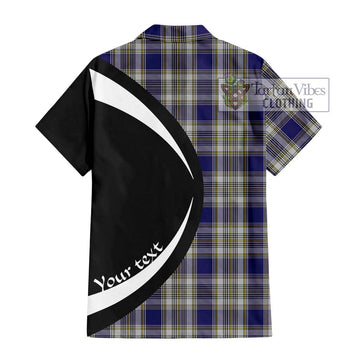 Livingstone Dress Tartan Short Sleeve Button Up with Family Crest Circle Style