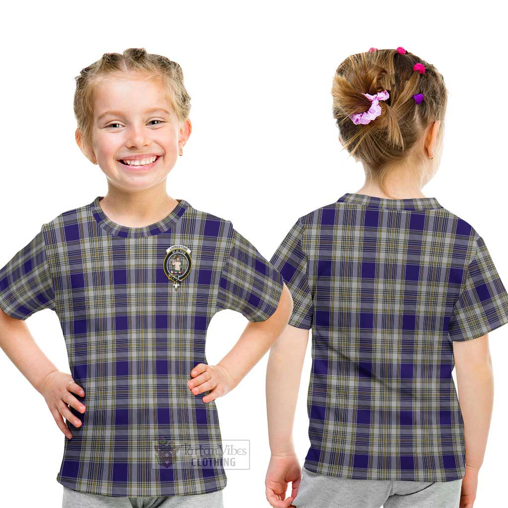 Livingstone Dress Tartan Kid T-Shirt with Family Crest - Tartanvibesclothing Shop